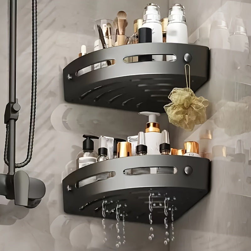 2pcs No-Drill Adhesive Corner Shower Caddy-1
