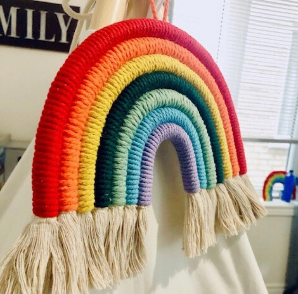 Handmade Chunky Macrame Rainbow – Nursery & Kids Room Wall Decor, Baby Shower Gift