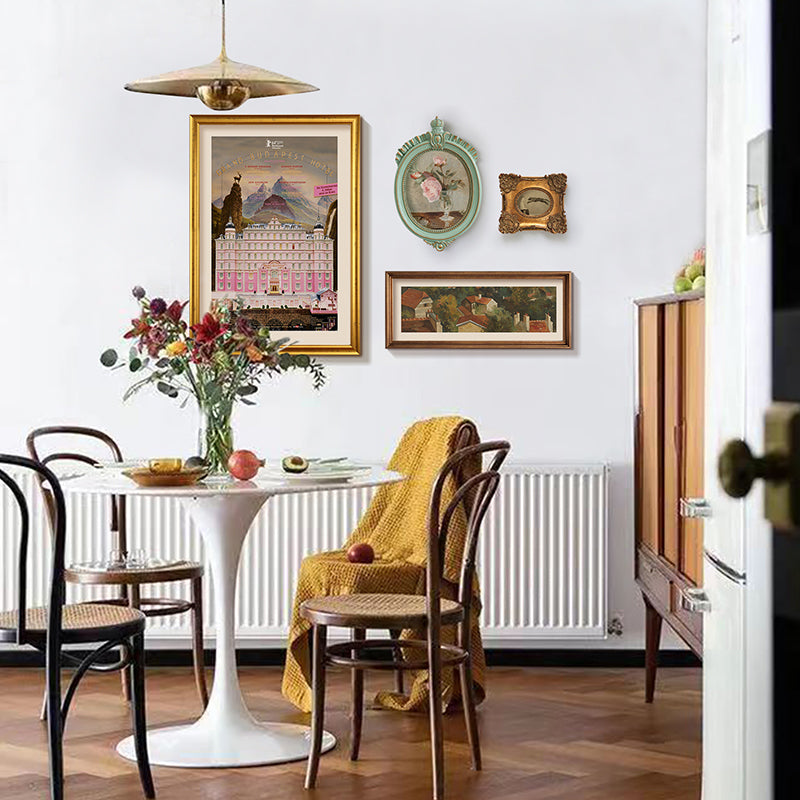 Set of 4 French Vintage Wall Art Decor – European-Inspired Canvas with Resin Frame | Elegant Home Décor