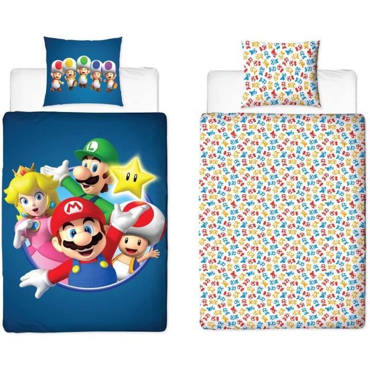 Mario Bros Blue Children's Duvet Cover Set – Double, 2 Pieces