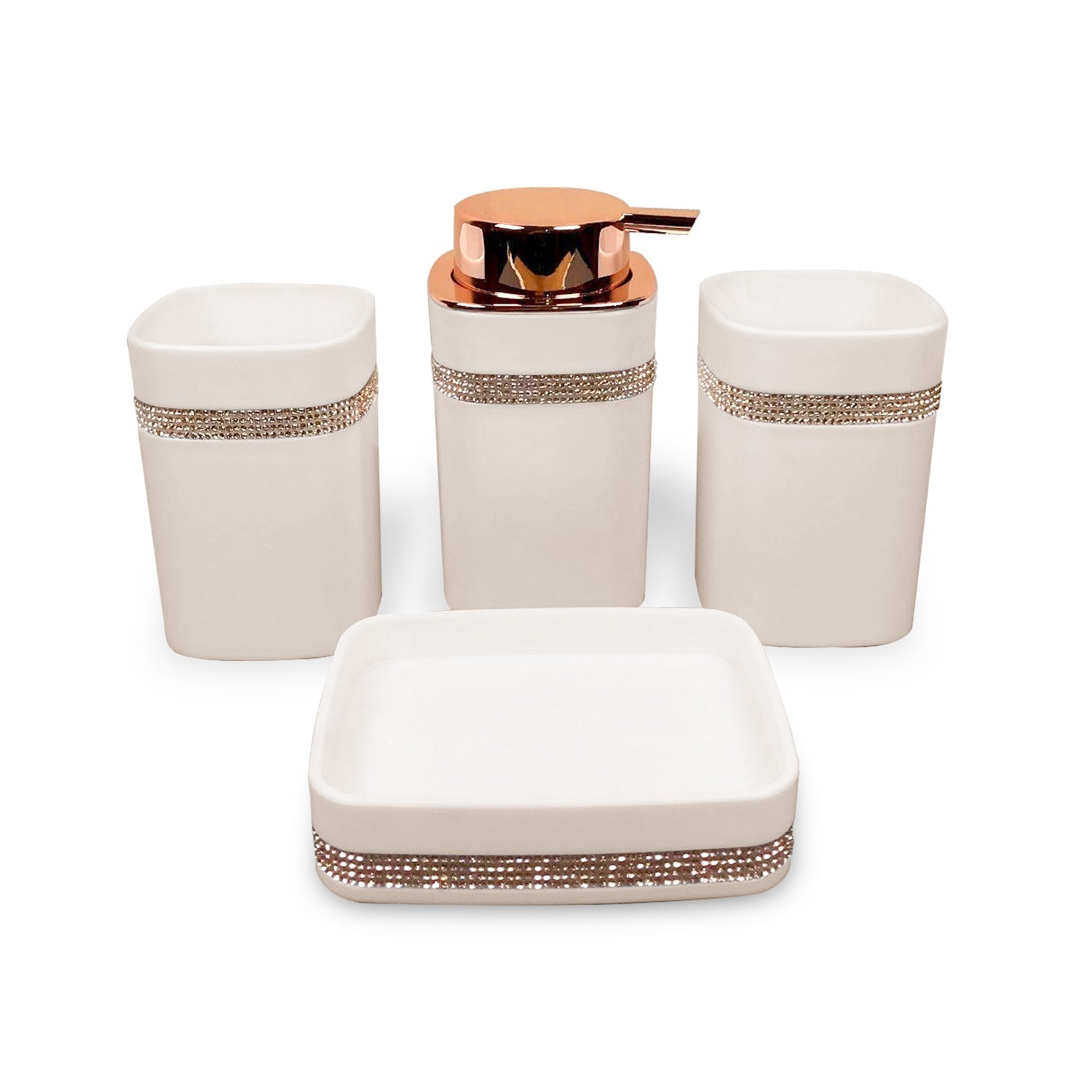 4-Piece Modern Bathroom Accessories Set – Durable Polypropylene Organizer Kit for a Stylish Bathroom