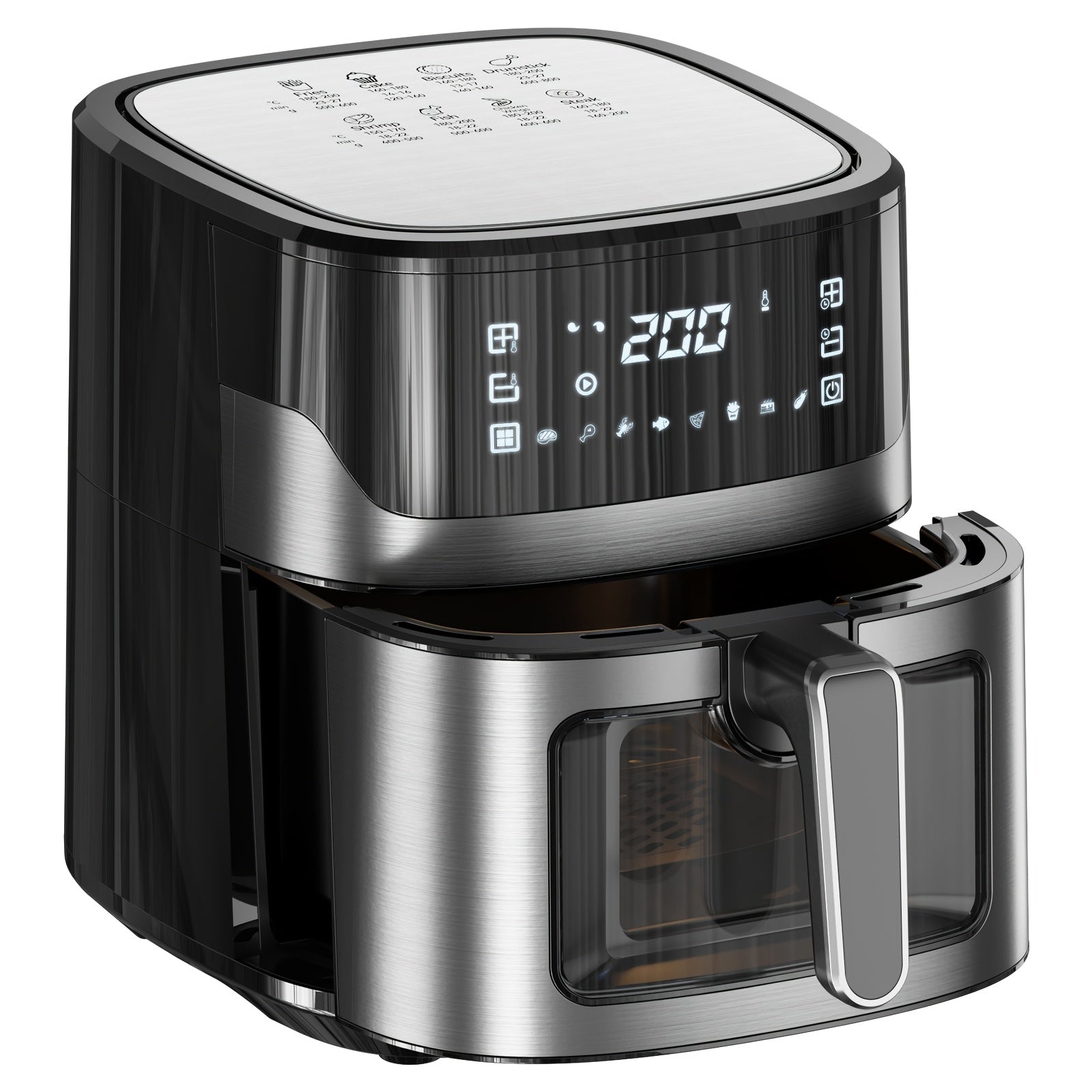 6.5L 8-in-1 Air Fryer with Touch Screen – Healthy Oil-less Cooking, Black