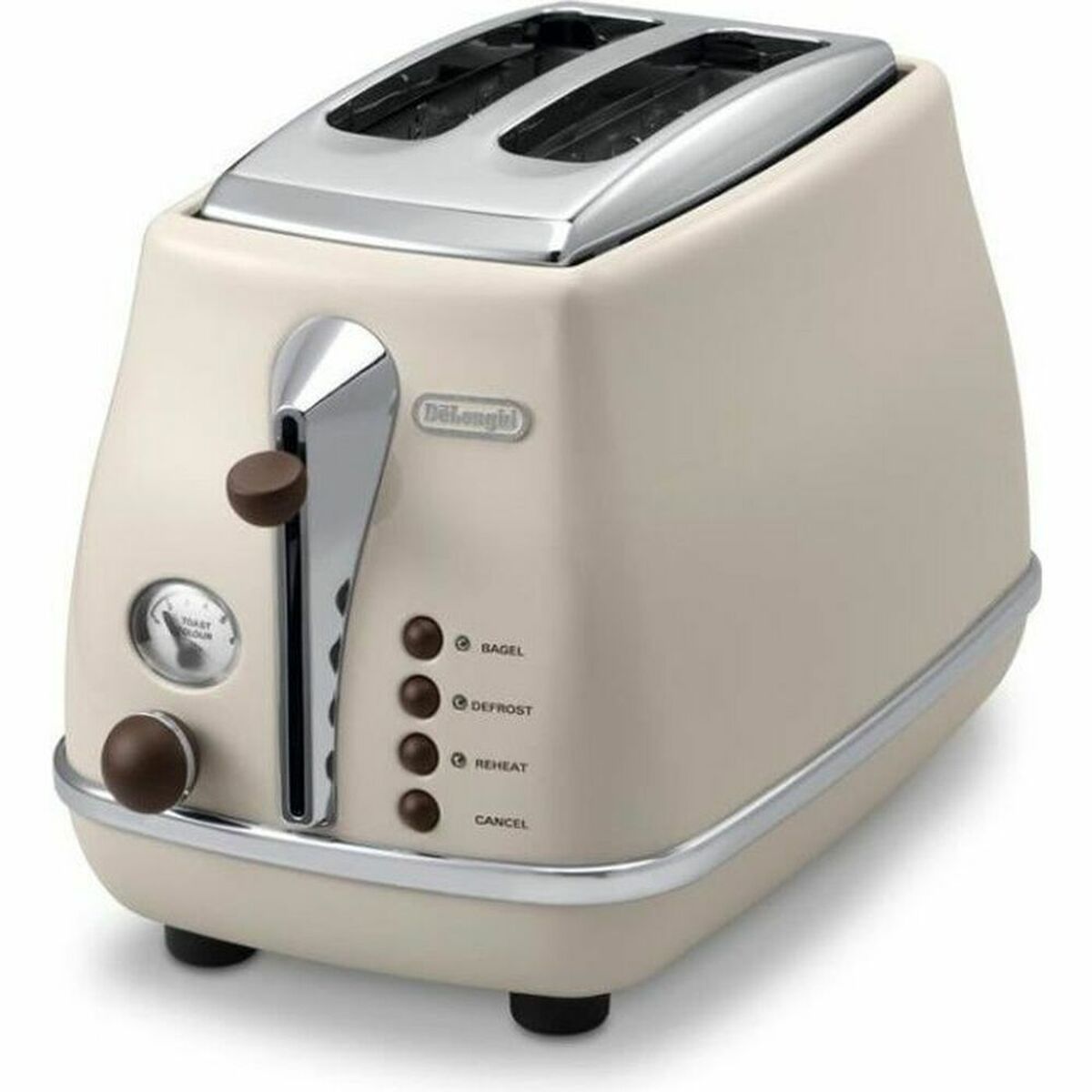 DeLonghi 2-Slice Toaster 900W – Stainless Steel Non-Slip Design (EU Plug)