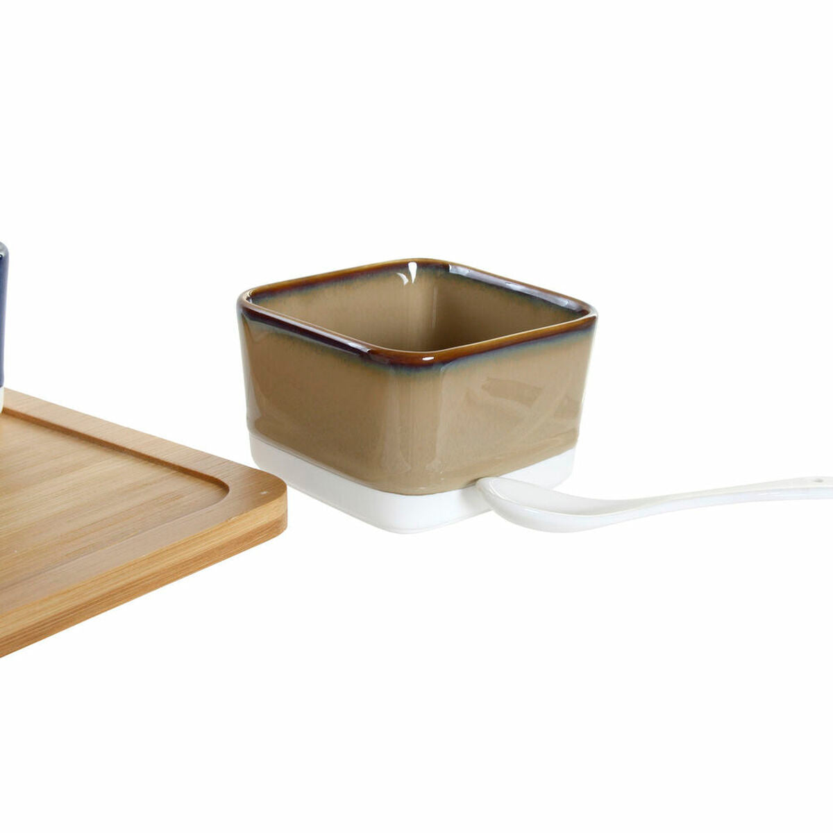 Appetizer Set DKD Home Decor – Modern Porcelain & Bamboo Elegance (12 Units)