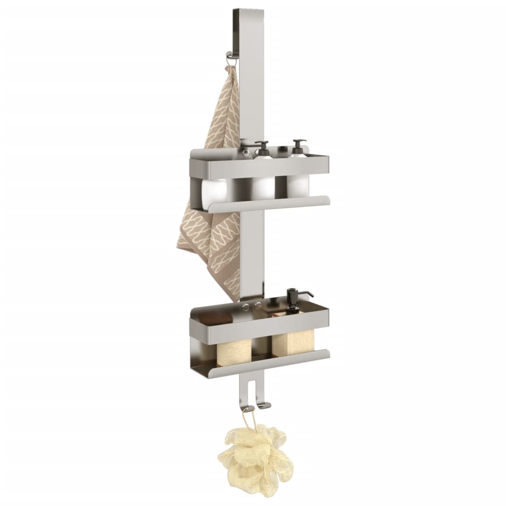 vidaXL Hanging Shower Caddy Shelf Storage Bathroom Brushed 304 Stainless Steel-0