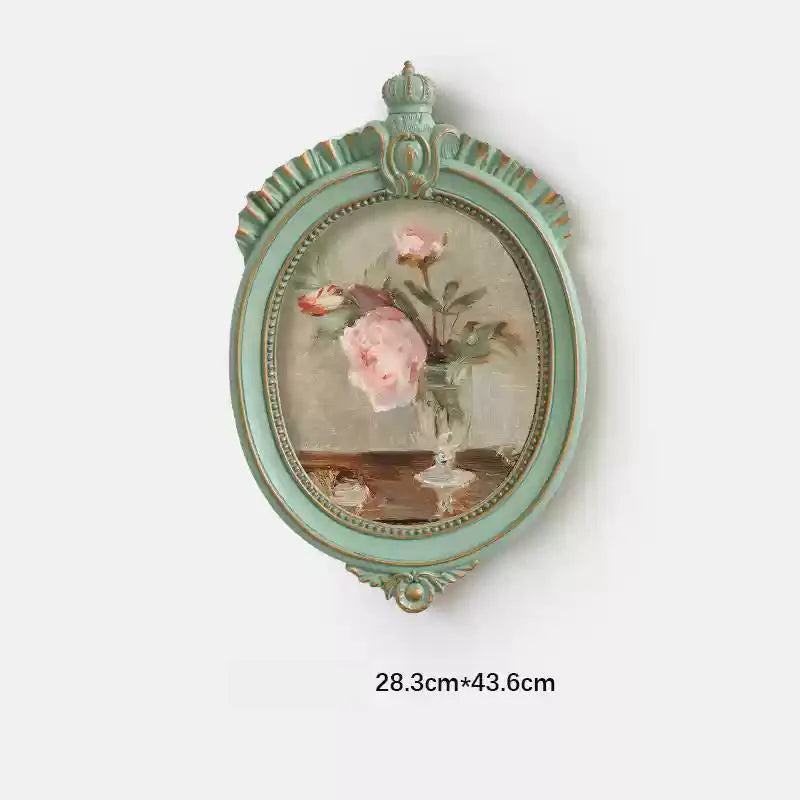 Set of 4 French Vintage Wall Art Decor – European-Inspired Canvas with Resin Frame | Elegant Home Décor