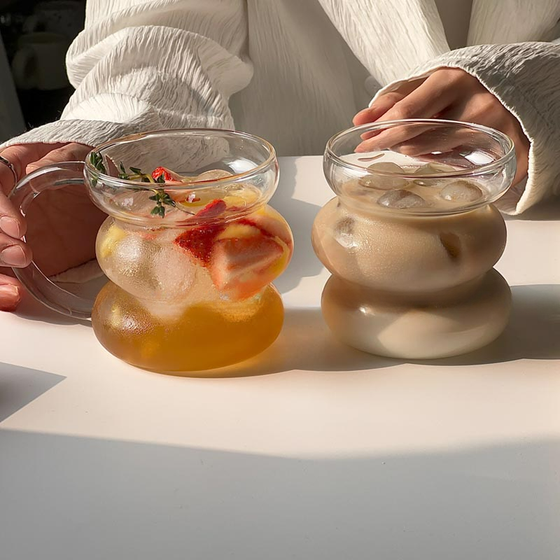 Luxury Round Glass Coffee Cups – Elegant Modern Design with or without Handle