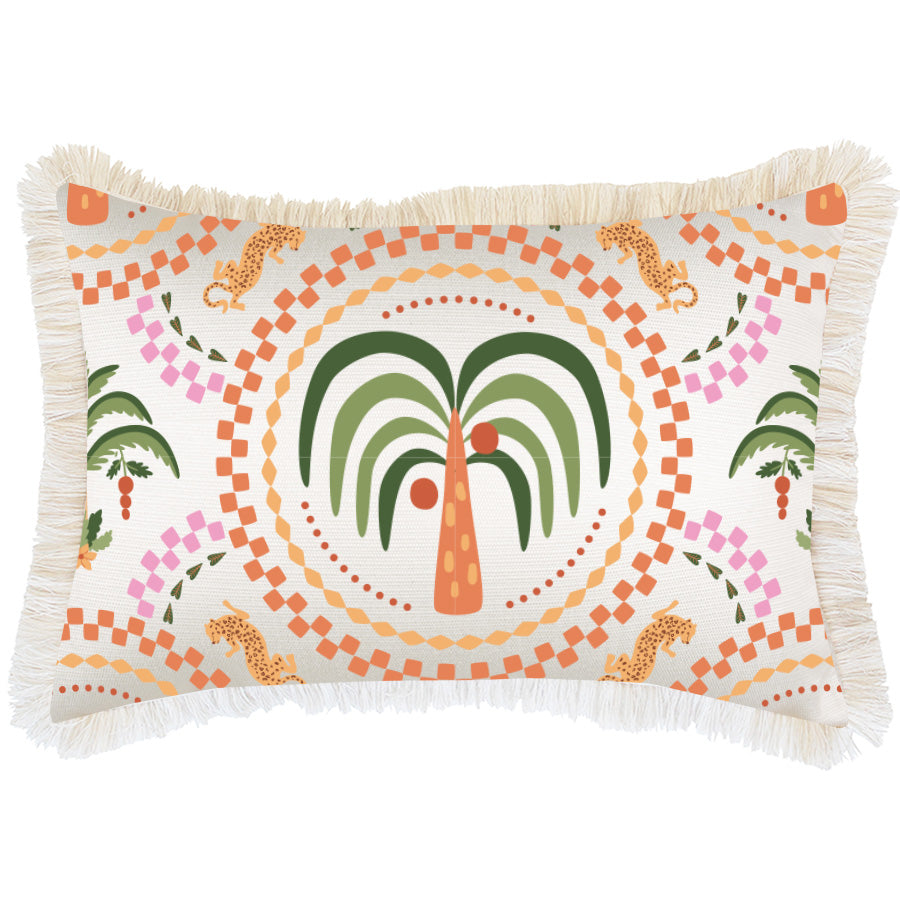 Boracay White Tropical Cushion Cover – 35x50cm Luxury Fringed Pillow for Home Décor