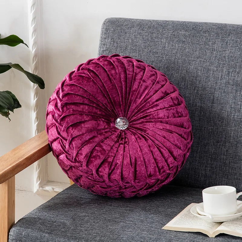Plush Round Vintage Velvet Decorative Pillows – Vibrant Colours & Classic Charm WHIMSICAL HOME OF CREATIONS