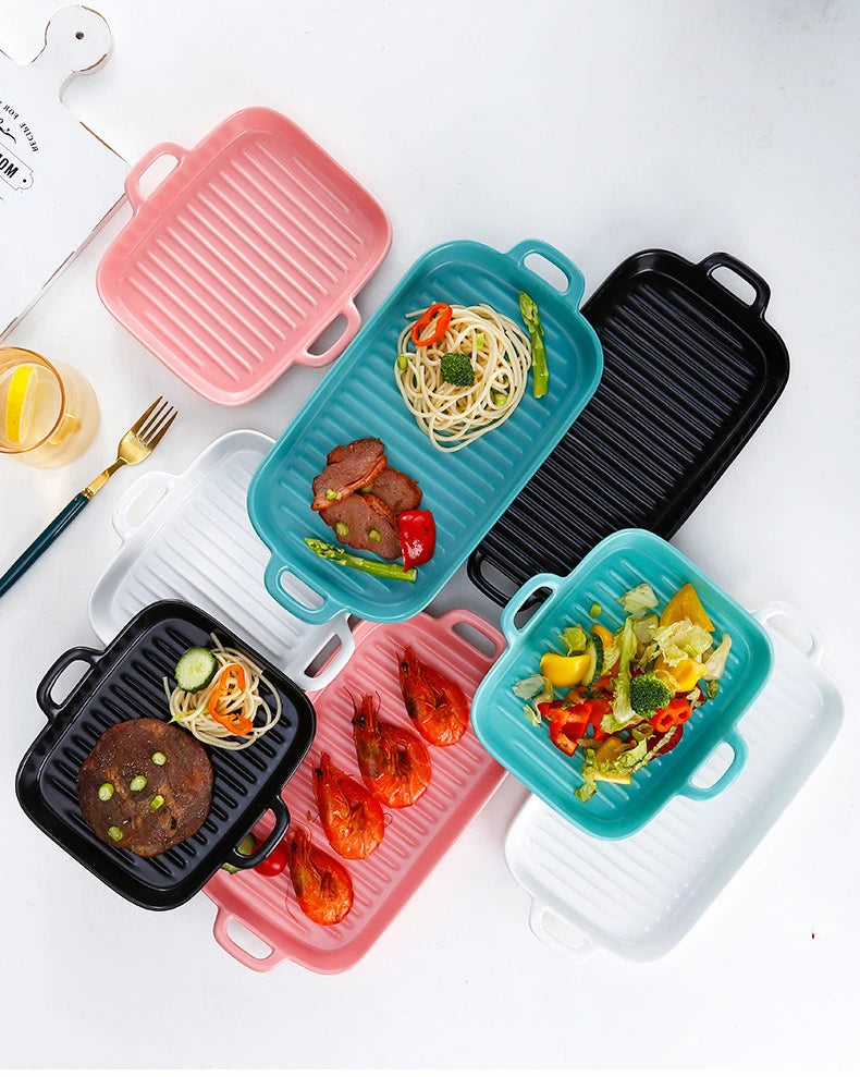 Nordic Rectangular Ceramic Baking Dish – Health-Conscious Elegance WHIMSICAL HOME OF CREATIONS