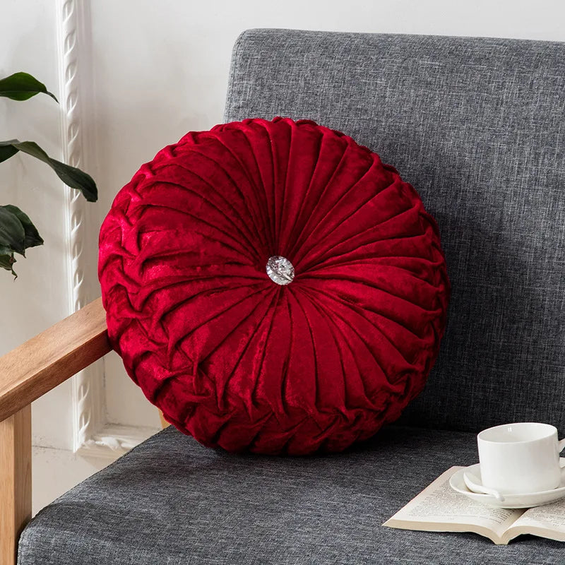 Plush Round Vintage Velvet Decorative Pillows – Vibrant Colours & Classic Charm WHIMSICAL HOME OF CREATIONS