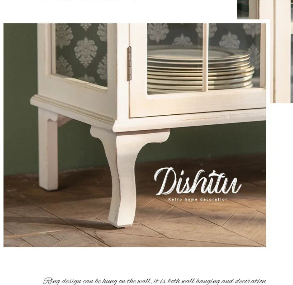 French Distressed Glass Cabinet – Rustic Elegance with Luxury Interior Design WHIMSICAL HOME OF CREATIONS