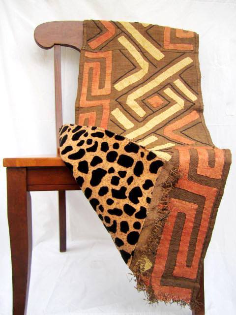 Kuba Reversible Throw – Cheetah Print, Handwoven Art from the Congo