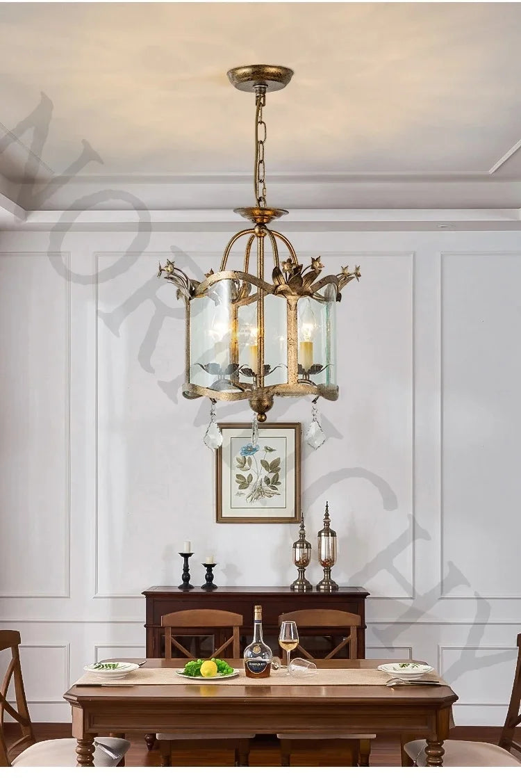 American Retro Crystal Pendant Chandelier – French Candle Style LED Lighting for Dining, Bedroom & Living Rooms WHIMSICAL HOME OF CREATIONS