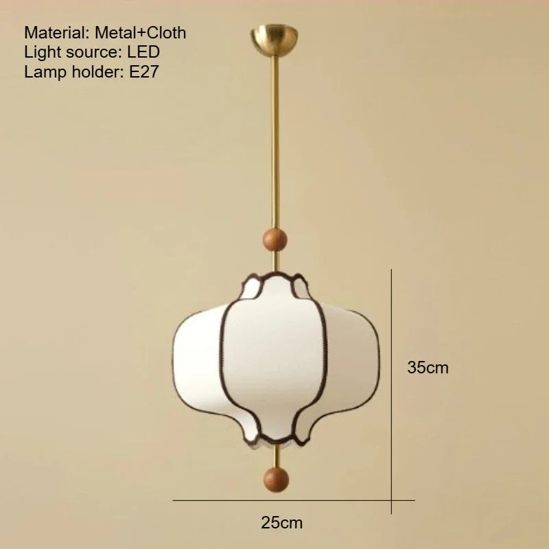 Medieval Pendant Light - Beige Fabric Shade 50cm WHIMSICAL HOME OF CREATIONS