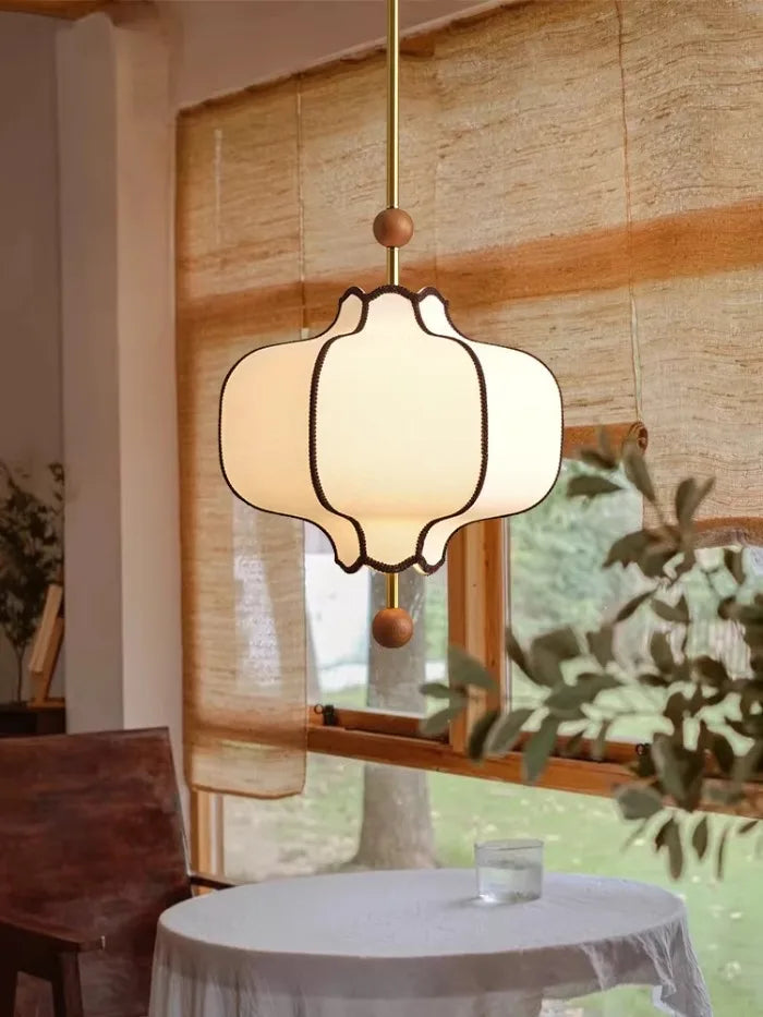 Medieval Pendant Light - Beige Fabric Shade 50cm WHIMSICAL HOME OF CREATIONS