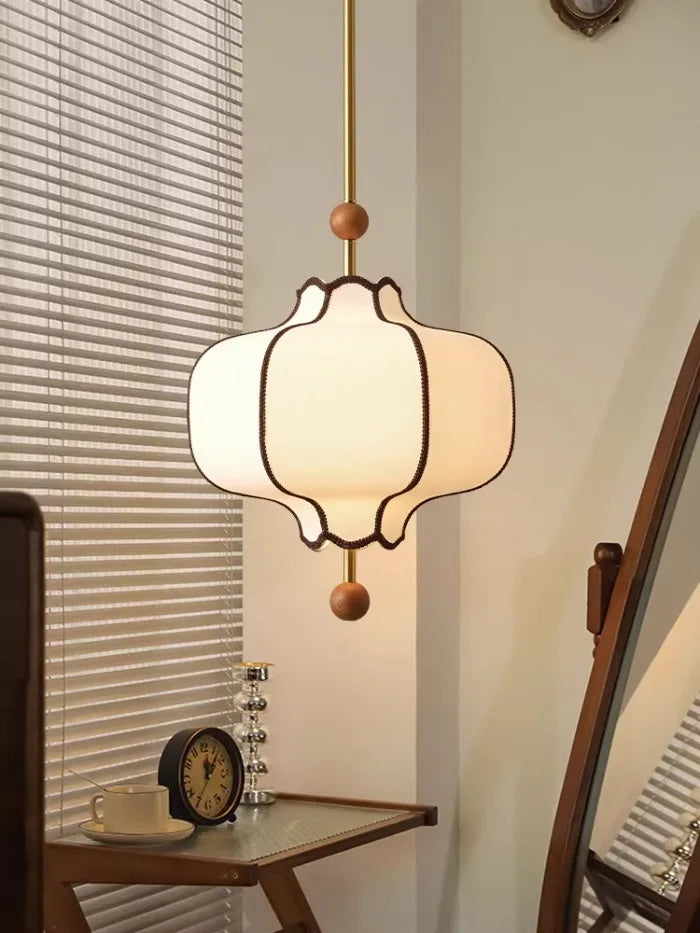 Medieval Pendant Light - Beige Fabric Shade 50cm WHIMSICAL HOME OF CREATIONS