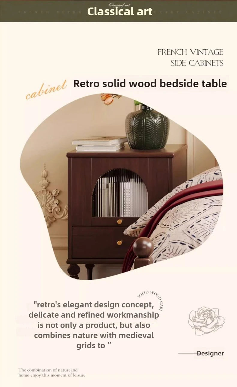 Retro French Vintage Side Cabinet Nightstand WHIMSICAL HOME OF CREATIONS