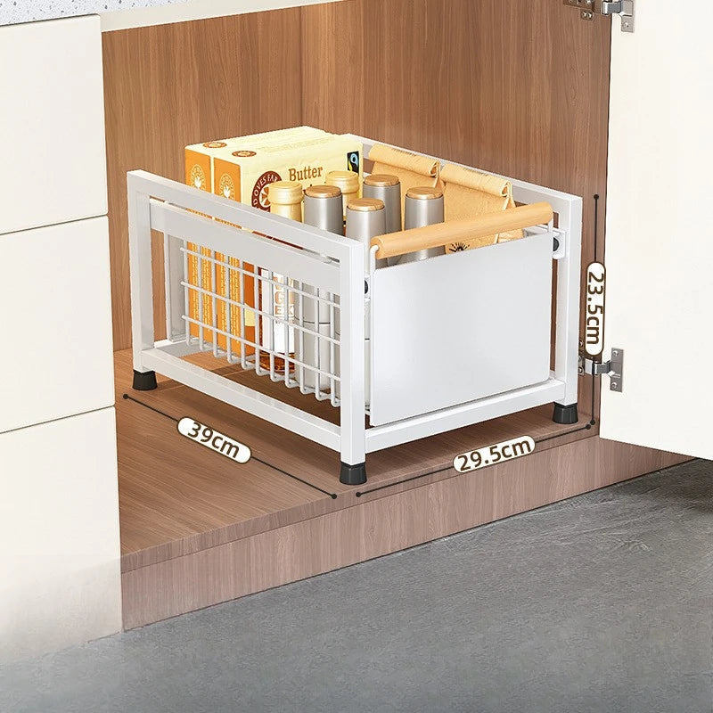 Multi-Functional Pull-Out Cabinet Drawer Organizer – Heavy-Duty Carbon Steel, No-Drill Install WHIMSICAL HOME OF CREATIONS