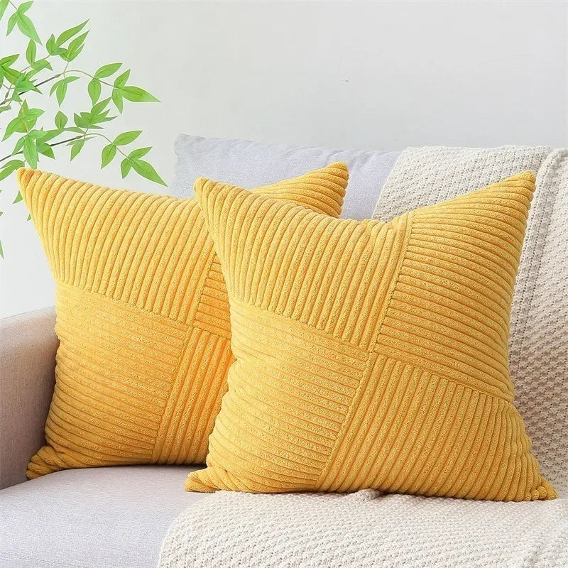 Luxurious Velvet Corduroy Patchwork Pillow Covers – 45x45cm WHIMSICAL HOME OF CREATIONS
