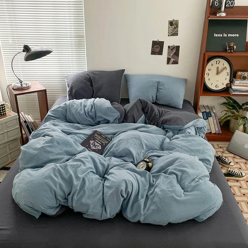 Luxury 100% Pure Linen-Cotton Twill Bed Sheet Set with Duvet Cover & Pillowcases – Soft, Durable, Breathable WHIMSICAL HOME OF CREATIONS