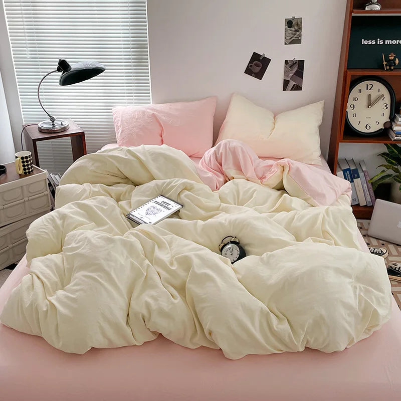 Luxury 100% Pure Linen-Cotton Twill Bed Sheet Set with Duvet Cover & Pillowcases – Soft, Durable, Breathable WHIMSICAL HOME OF CREATIONS