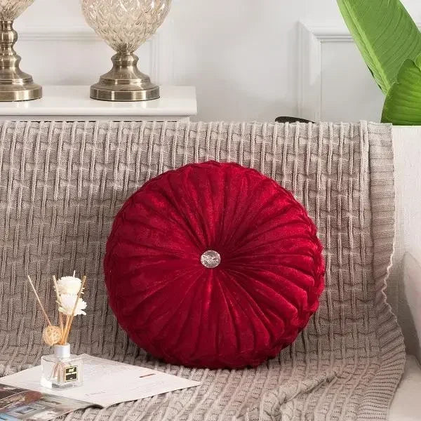 Plush Round Vintage Velvet Decorative Pillows – Vibrant Colours & Classic Charm WHIMSICAL HOME OF CREATIONS