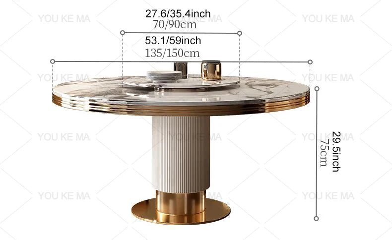 Luxury Round Marble Dining Table with Gold Frame 6-10 people WHIMSICAL HOME OF CREATIONS