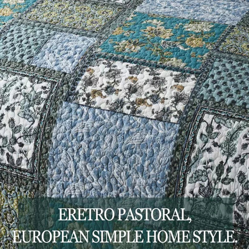 Luxury 500TC Pure Egyptian Cotton Boho Vintage Floral Reversible Bedcover Quilt Set – 3-Piece King & Queen Fit WHIMSICAL HOME OF CREATIONS