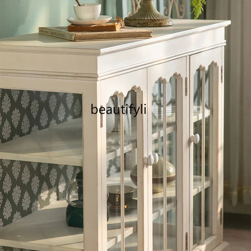 French Distressed Glass Cabinet – Rustic Elegance with Luxury Interior Design WHIMSICAL HOME OF CREATIONS