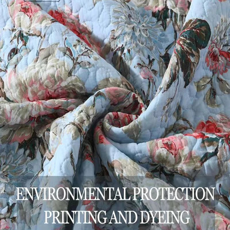 Luxury 500TC Pure Egyptian Cotton Boho Vintage Floral Reversible Bedcover Quilt Set – 3-Piece King & Queen Fit WHIMSICAL HOME OF CREATIONS