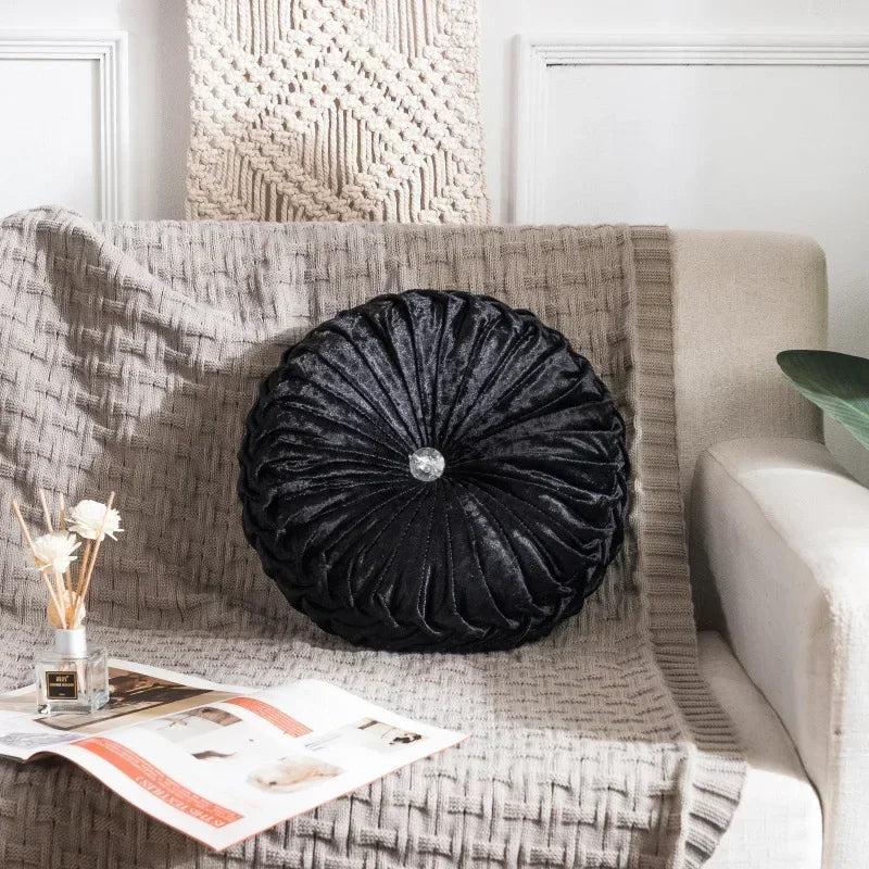 Plush Round Vintage Velvet Decorative Pillows – Vibrant Colours & Classic Charm WHIMSICAL HOME OF CREATIONS