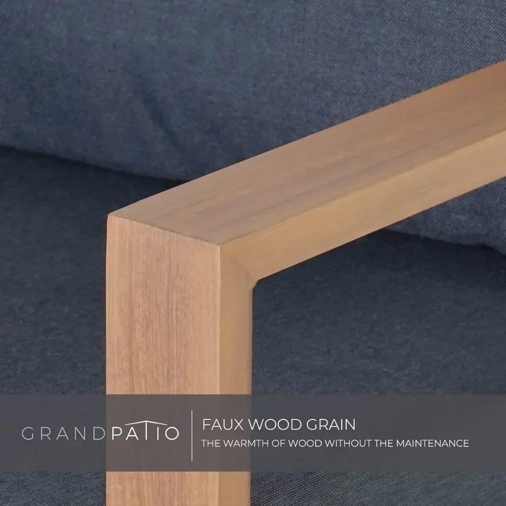 Luxury 4-Piece Aluminium Faux-Wood Outdoor Lounge Set — Modern Californian Minimalist Design WHIMSICAL HOME OF CREATIONS