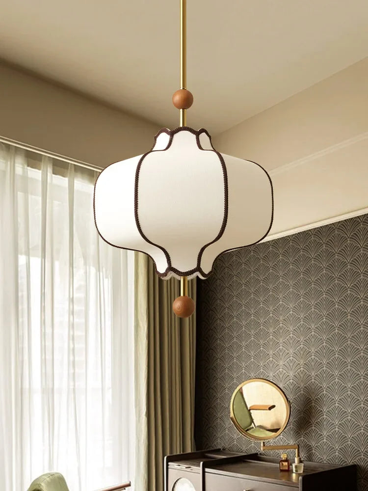 Medieval Pendant Light - Beige Fabric Shade 50cm WHIMSICAL HOME OF CREATIONS