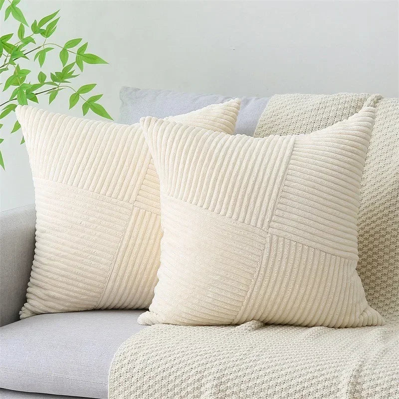Luxurious Velvet Corduroy Patchwork Pillow Covers – 45x45cm WHIMSICAL HOME OF CREATIONS