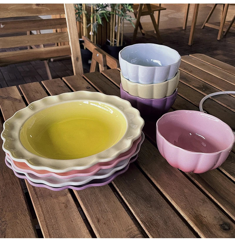 French Retro Glossy Enamel Floral Dinnerware – Timeless Summer Elegance WHIMSICAL HOME OF CREATIONS