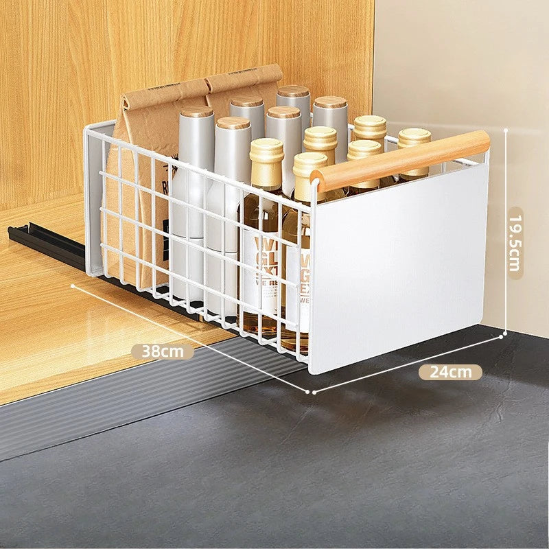 Multi-Functional Pull-Out Cabinet Drawer Organizer – Heavy-Duty Carbon Steel, No-Drill Install WHIMSICAL HOME OF CREATIONS