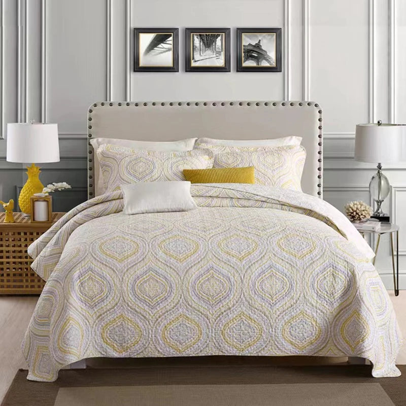 Luxury 500TC Pure Egyptian Cotton Boho Vintage Floral Reversible Bedcover Quilt Set – 3-Piece King & Queen Fit WHIMSICAL HOME OF CREATIONS