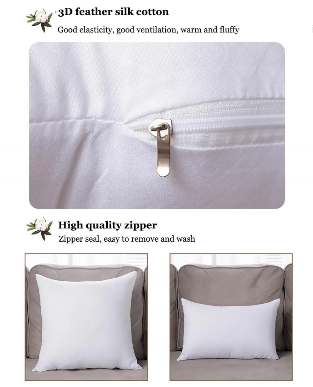 Ultra-Soft Decorative Pillow Inserts – Plush, Anti-Static, Everyday Comfort WHIMSICAL HOME OF CREATIONS