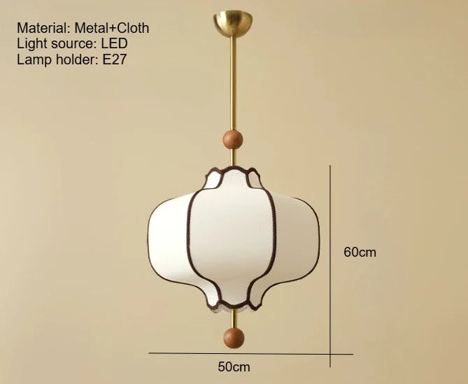 Medieval Pendant Light - Beige Fabric Shade 50cm WHIMSICAL HOME OF CREATIONS
