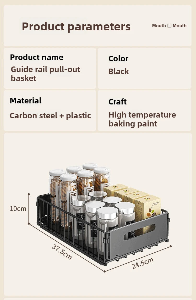 Carbon Steel Pull-Out Folding Cabinet Storage Rack – Double Layer, Heavy-Duty WHIMSICAL HOME OF CREATIONS