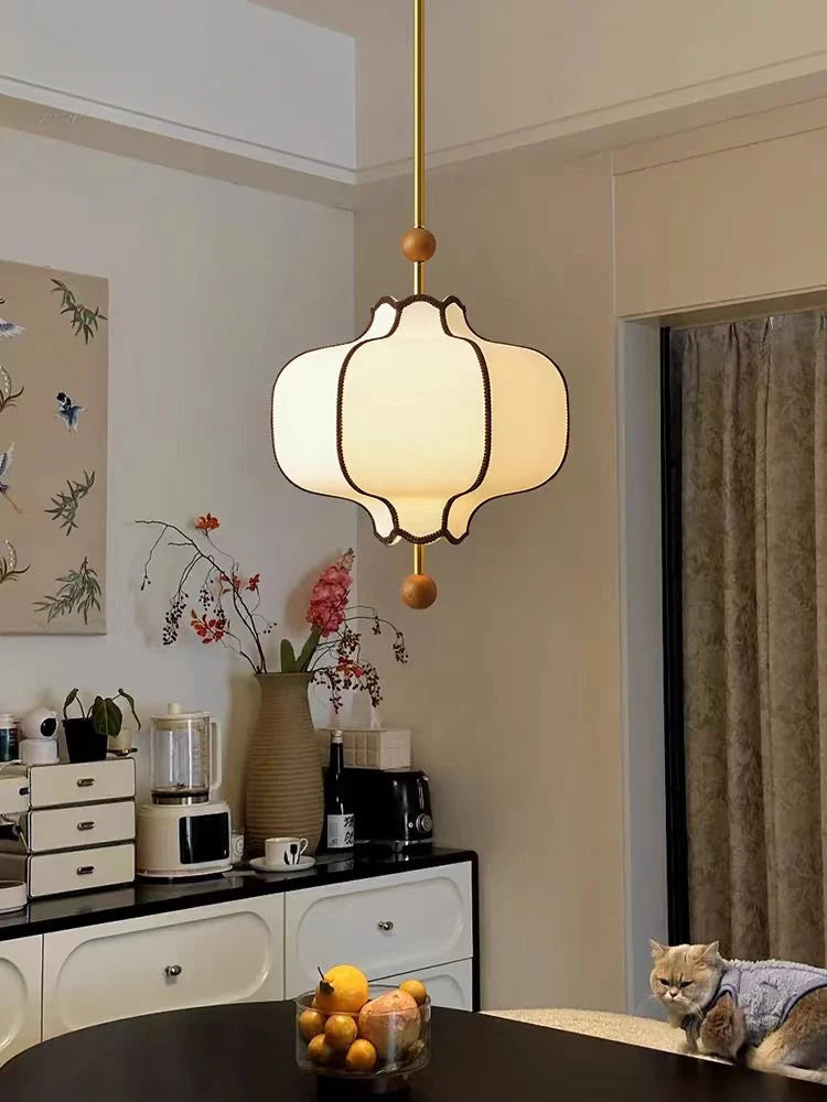 Medieval Pendant Light - Beige Fabric Shade 50cm WHIMSICAL HOME OF CREATIONS