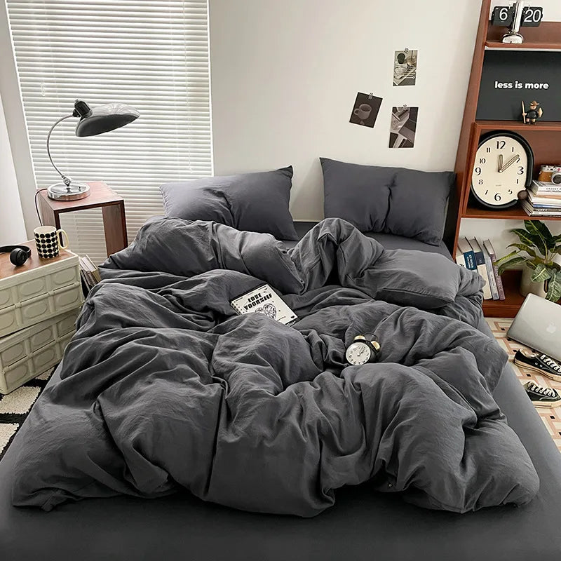 Luxury 100% Pure Linen-Cotton Twill Bed Sheet Set with Duvet Cover & Pillowcases – Soft, Durable, Breathable WHIMSICAL HOME OF CREATIONS