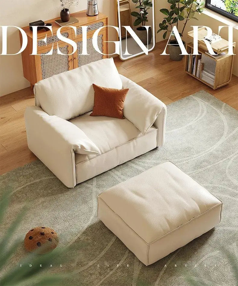 Crafted in genuine Nappa calf leather with a sleek ivory White finish for timeless elegance, a recliner that blends luxury materials with modern comfort WHIMSICAL HOME OF CREATIONS
