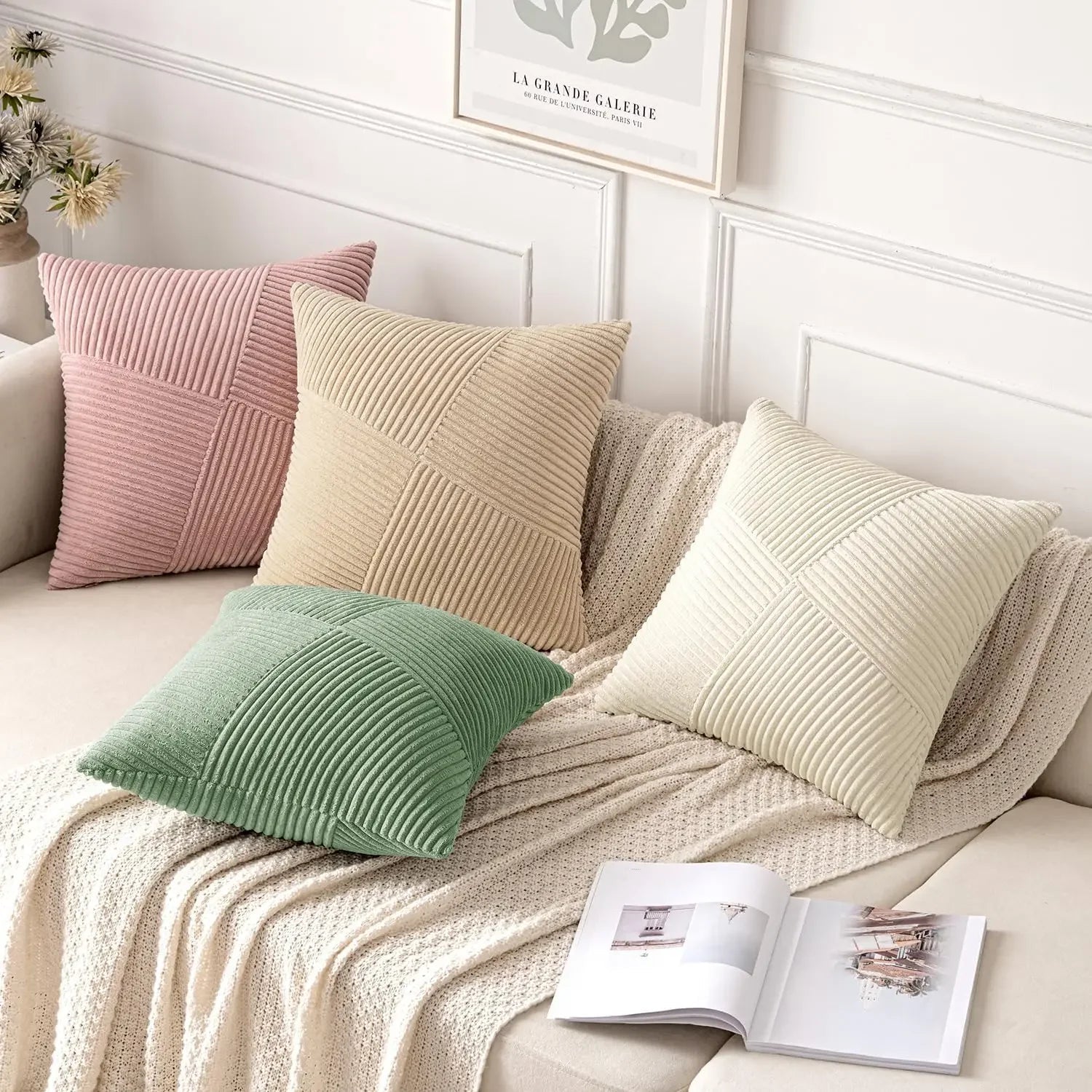 Luxurious Velvet Corduroy Patchwork Pillow Covers – 45x45cm WHIMSICAL HOME OF CREATIONS