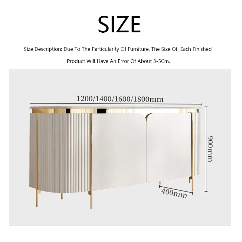 Elegant Marble Sideboard with Gold Trim - Cream Glass Finish WHIMSICAL HOME OF CREATIONS