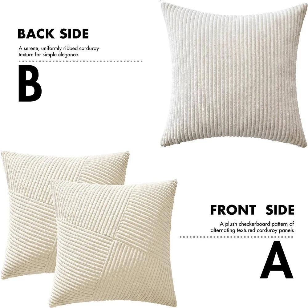 Luxurious Velvet Corduroy Patchwork Pillow Covers – 45x45cm WHIMSICAL HOME OF CREATIONS