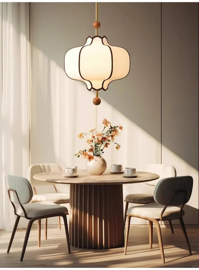 Medieval Pendant Light - Beige Fabric Shade 50cm WHIMSICAL HOME OF CREATIONS