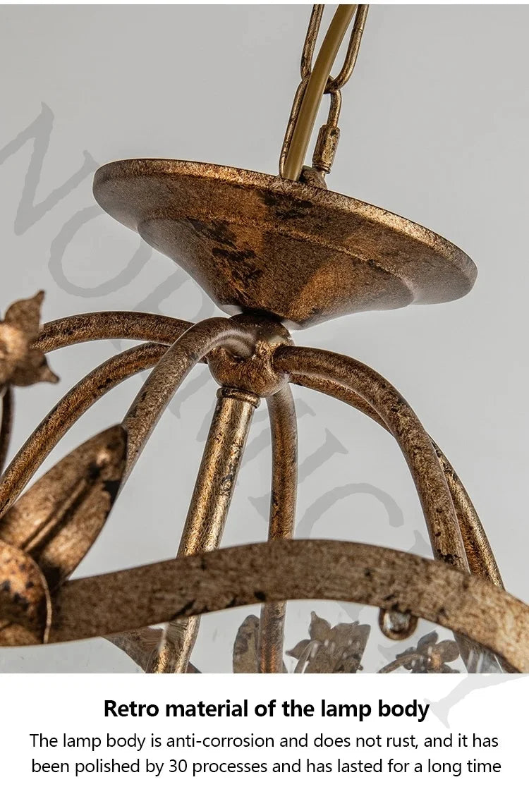 American Retro Crystal Pendant Chandelier – French Candle Style LED Lighting for Dining, Bedroom & Living Rooms WHIMSICAL HOME OF CREATIONS