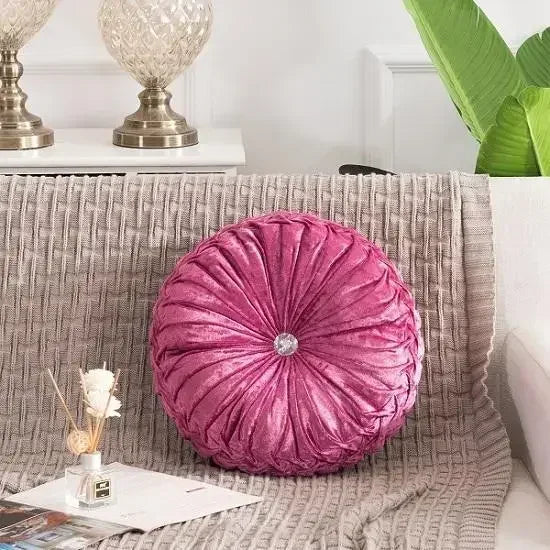 Plush Round Vintage Velvet Decorative Pillows – Vibrant Colours & Classic Charm WHIMSICAL HOME OF CREATIONS
